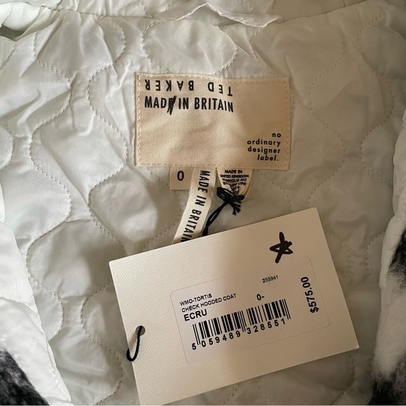 Ted Baker Tortis Checked Hooded Wool-Blend Coat sz US 2/UK 0 - Picture 2 of 12